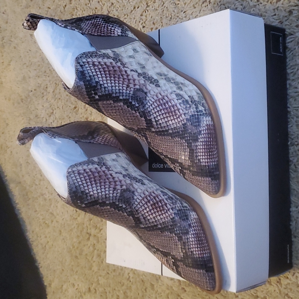 Snakeskin booties